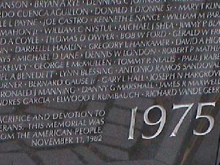 names on the wall at the Viet Nam Memorial