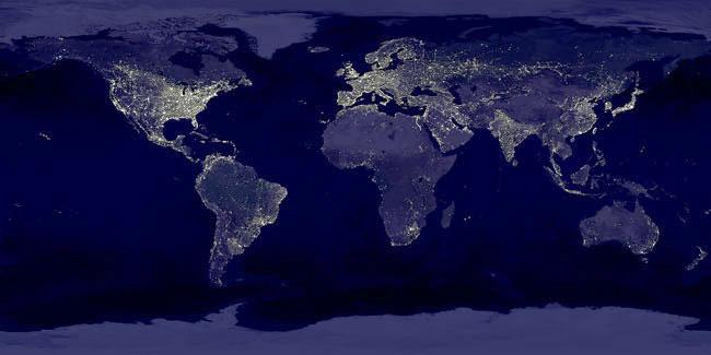 composite satellite photo of the Earth on a clear night
