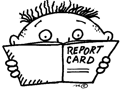 cartoon of child reading report card
